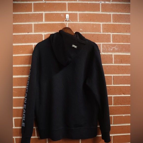 American Eagle AE 1977 Logo Hoodie Men’s Large Black - Picture 2 of 2